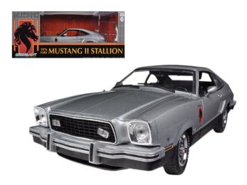 1976 Ford Mustang II Stallion Silver / Black 1/18 Diecast Car Model by Greenlight