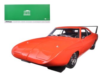 1969 Dodge Charger Daytona Custom Red/Orange with Black Rear Wing 1/18 Diecast Model Car by Greenlight