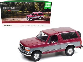 1996 Ford Bronco XLT Burgundy and Silver 1/18 Diecast Model Car by Greenlight