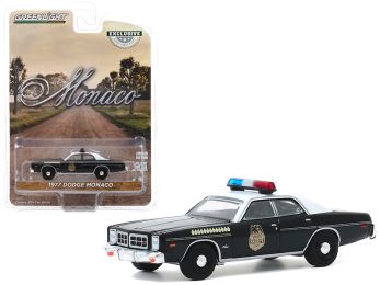 1977 Dodge Monaco Black with White Top \Hatchapee County Sheriff\" \""Hobby Exclusive\"" 1/64 Diecast Model Car by Greenlight"""