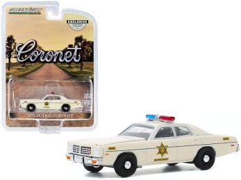 1975 Dodge Coronet Cream \Hazzard County Sheriff\" \""Hobby Exclusive\"" 1/64 Diecast Model Car by Greenlight"""