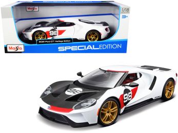2021 Ford GT #98 White Heritage Edition 1/18 Diecast Model Car by Maisto