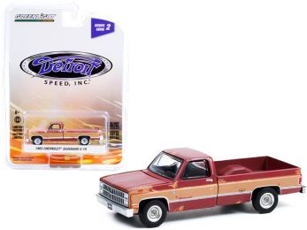 1983 Chevrolet Silverado C-10 Pickup Truck Burgundy with Tan Sides (Weathered) Detroit Speed Inc. Series 2 1/64 Diecast Model Car by Greenlight