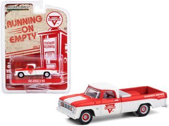 1965 Dodge D-100 Pickup Truck \Conoco Roadside Service\" White and Red \""Running on Empty\"" Series 12 1/64 Diecast Model Car by Greenlight"""
