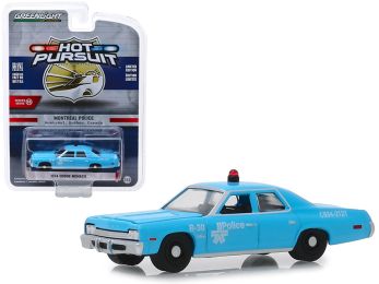 1974 Dodge Monaco \Montreal Police\" (Canada) Light Blue \""Hot Pursuit\"" Series 32 1/64 Diecast Model Car by Greenlight"""