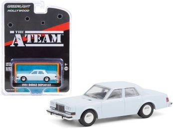 1981 Dodge Diplomat Light Blue \The A-Team\" (1983-1987) TV Series \""Hollywood Special Edition\"" 1/64 Diecast Model Car by Greenlight"""