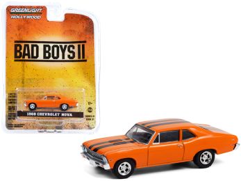 1968 Chevrolet Nova Orange with Black Stripes Bad Boys II (2003) Movie Hollywood Series Release 31 1/64 Diecast Model Car by Greenlight