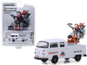 1972 Volkswagen Double Cab Pickup Truck White \Rockwell State Park\" \""Norman Rockwell\"" Series 2 1/64 Diecast Model Car by Greenlight"""