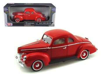 1940 Ford Deluxe Red \American Classics\" Series 1/18 Diecast Model Car by Motormax"""