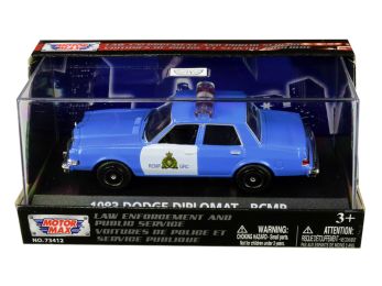 1983 Dodge Diplomat \Royal Canadian Mounted Police\" (RCMP) Light Blue and White 1/43 Diecast Model Car by Motormax"""