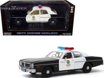 1977 Dodge Monaco \Metropolitan Police\" Black and White \""The Terminator\"" (1984) Movie 1/24 Diecast Model Car by Greenlight"""