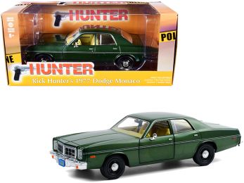 1977 Dodge Monaco Green Metallic (Rick Hunter\'s) \Hunter\" (1984-1991) TV Series 1/24 Diecast Model Car by Greenlight"""