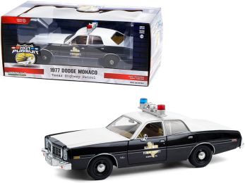 1977 Dodge Monaco \Texas Highway Patrol\" Police Car Black and White \""Hot Pursuit\"" Series 1/24 Diecast Model Car by Greenlight"""