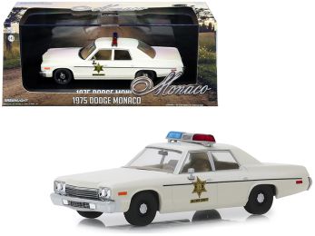 1975 Dodge Monaco Cream \Hazzard County Sheriff\" 1/43 Diecast Model Car by Greenlight"""
