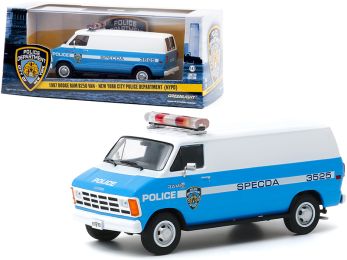 1987 Dodge Ram B250 Van Blue and White \New York City Police Department\" (NYPD) 1/43 Diecast Model by Greenlight"""