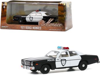 1977 Dodge Monaco White and Black \Police Department City of Roseville\" 1/43 Diecast Model Car by Greenlight"""
