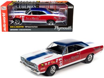 1969 Plymouth Road Runner Sox & Martin LOTQM Legends of the Quarter Mile 1/18 Diecast Model Car by Autoworld