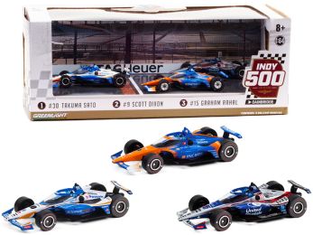 2020 Indianapolis 500 Podium Set of 3 IndyCars 1/64 Diecast Model Cars by Greenlight