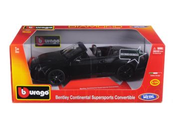 Bentley Continental Supersports Convertible Matt Black 1/18 Diecast Car Model by Bburago