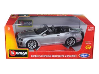 Bentley Continental Supersports Convertible Silver 1/18 Diecast Model Car by Bburago