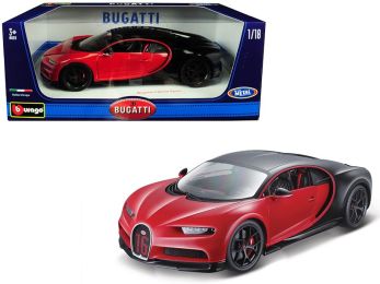 Bugatti Chiron Sport \16\" Red and Black 1/18 Diecast Model Car by Bburago"""