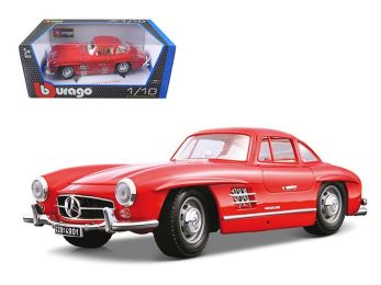 1954 Mercedes Benz 300SL Gullwing Red 1/18 Diecast Model Car by Bburago