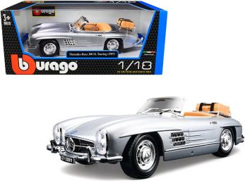 1957 Mercedes Benz 300SL Touring Convertible Silver 1/18 Diecast Model Car by Bburago