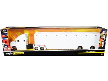Mack Anthem Enclosed Transporter White \Custom Haulers\" Series 1/64 Diecast Model by Maisto"""