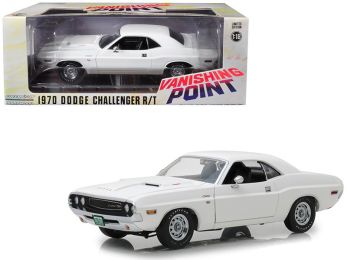 1970 Dodge Challenger R/T White \Vanishing Point\" (1971) Movie 1/18 Diecast Model Car by Greenlight"""