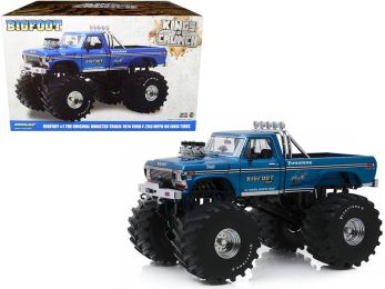 1974 Ford F-250 Ranger XLT Monster Truck Blue \Bigfoot #1\" with 66-Inch Tires \""Kings of Crunch\"" Series 1/18 Diecast Model Car by Greenlight"""