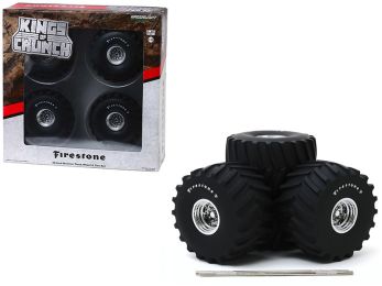 66-Inch Monster Truck \Firestone\" Wheels and Tires 6 piece Set \""Kings of Crunch\"" 1/18 by Greenlight"""