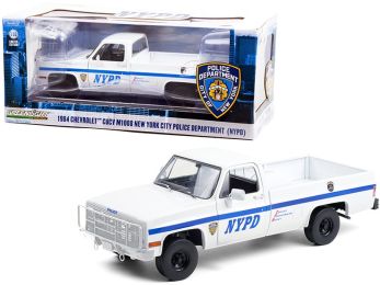 1984 Chevrolet CUCV M1008 Pickup Truck White with Blue Stripes \NYPD\" (New York City Police Department) 1/18 Diecast Model Car by Greenlight"""