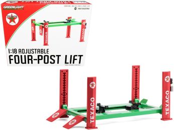 Adjustable Four Post Lift \Texaco\" for 1/18 Scale Diecast Model Cars by Greenlight"""