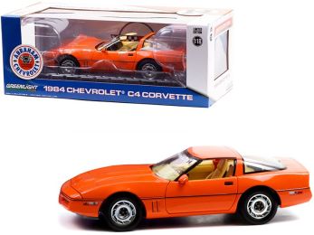 1984 Chevrolet Corvette C4 Hugger Orange Jim Gilmore & AJ Foyt Limited Edition Special Order 1/18 Diecast Model Car by Greenlight