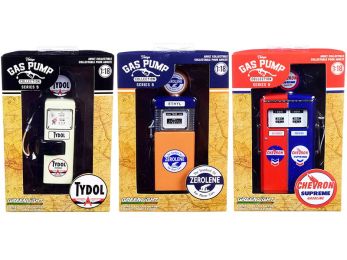 Vintage Gas Pump Set of 3 Pumps Series 9 1/18 Diecast Models by Greenlight