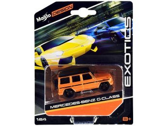 Mercedes Benz G-Class Orange Metallic with Black Top \Exotics\" Series 1/64 Diecast Model Car by Maisto"""
