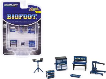 \Bigfoot Monster Truck\" 6 piece Shop Tools Set \""Shop Tool Accessories\"" Series 2 1/64 by Greenlight"""
