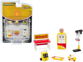 \Shell Oil\" 6 piece Shop Tools Set \""Shop Tool Accessories\"" Series 3 1/64 by Greenlight"""