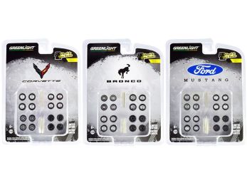 \Wheel & Tire Packs\" Set of 3 Multipacks Series 5 for 1/64 Scale Models by Greenlight"""