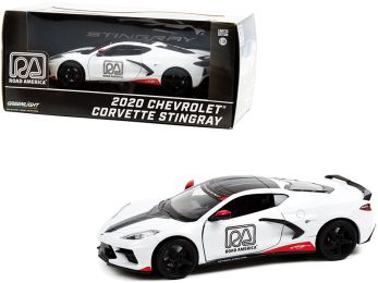 2020 Chevrolet Corvette C8 Stingray Coupe White Official Pace Car Road America 1/24 Diecast Model Car by Greenlight