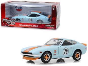 1970 Datsun 240Z #70 \Gulf Oil\" Light Blue \""Tokyo Torque\"" Series 1/24 Diecast Model Car by Greenlight"""