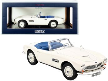 1956 BMW 507 Convertible White with Blue Interior 1/18 Diecast Model Car by Norev