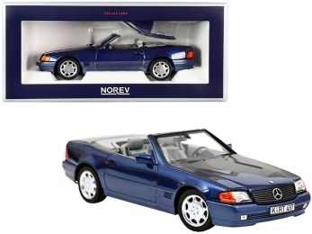 1989 Mercedes Benz 500 SL Convertible Dark Blue Metallic 1/18 Diecast Model Car by Norev