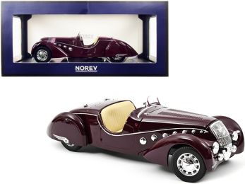 1937 Peugeot 302 Darlmat Roadster Dark Red 1/18 Diecast Model Car by Norev