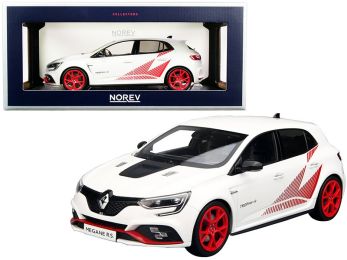 2019 Renault Megane R.S Trophy-R White with Red Graphics and Wheels 1/18 Diecast Model Car by Norev