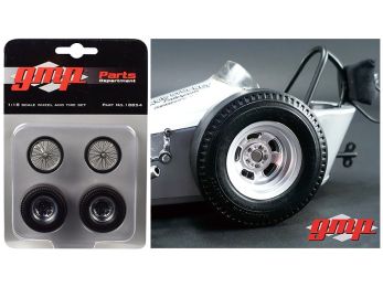 Vintage Dragster Wheels and Tires Set of 4 from \The Chizler V\" Vintage Dragster 1/18 Model by GMP"""