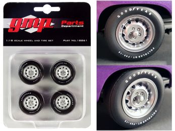 Muscle Car Rally Wheels and Tires Set of 4 pieces from 1970 Dodge Coronet Super Bee 1/18 by GMP