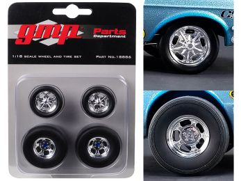 Wheels and Tires Set of 4 from Ohio Georgeâ€™s 1967 Ford Mustang Malco Gasser 1/18 by GMP