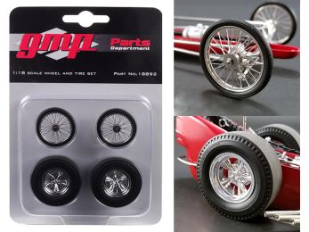 Wheels and Tires Set of 4 pieces from \Tommy Ivoâ€™s Barnstormer\ Vintage Dragster 1/18 Model by GMP
