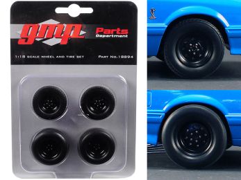 Wheels and Tires Set of 4 from 1993 Ford Mustang Cobra 1320 Drag Kings \King Snake\ 1/18 by GMP